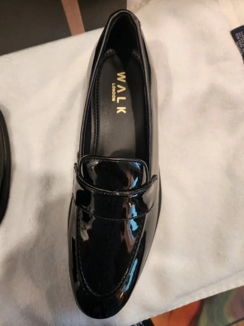 Walk London Black Patent Leather Penny Loafers Dress Shoes US 10 / UK 9 New